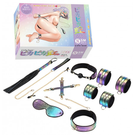 Vivid Niji Bondage Sæt i Glossy RainbowMetallic Look